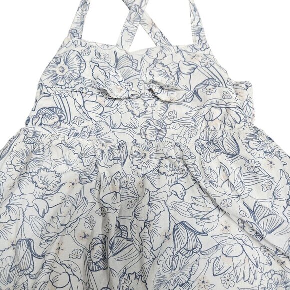 Tommy Bahama Other - Tommy Bahama Girls Floral Sundress 4T White & Blue Cotton Blend Lined Sleeveless